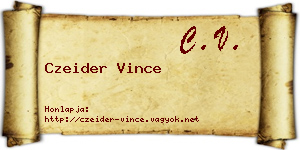 Czeider Vince névjegykártya